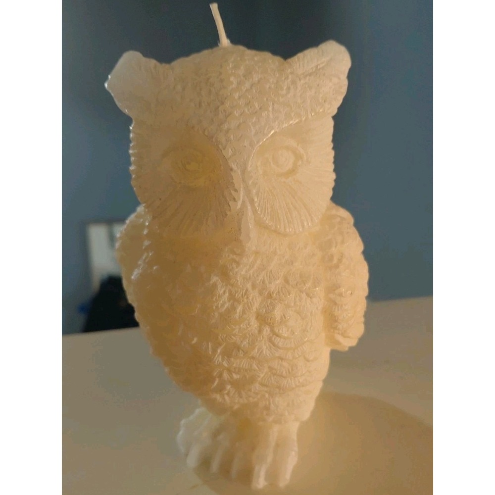 Owl Shaped Wax Candle Vintage 70's Read Description